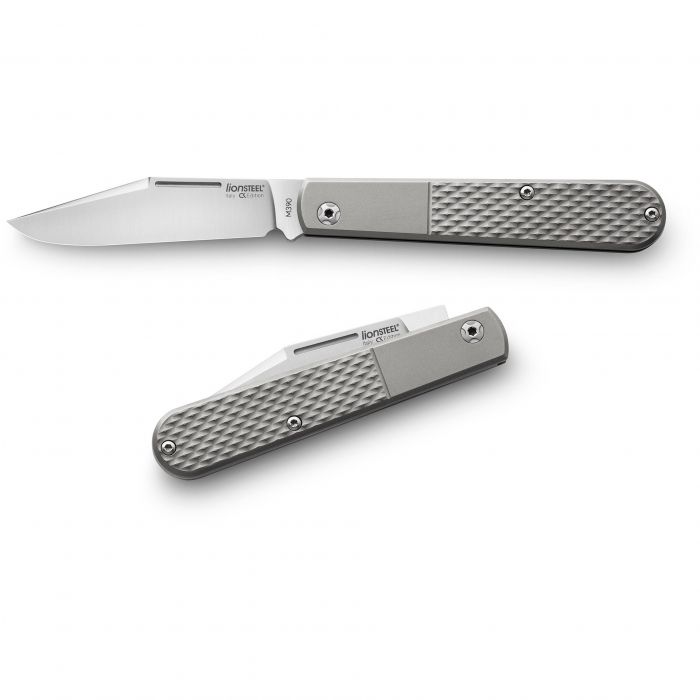 Складной нож LionSteel Barlow Slim Shuffler, сталь M390, рукоять Grey titanium