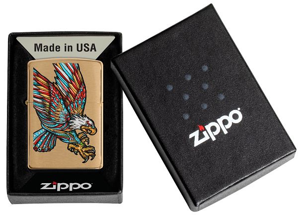 Зажигалка ZIPPO Tattoo Eagle с покрытием Brushed Brass, медь/сталь