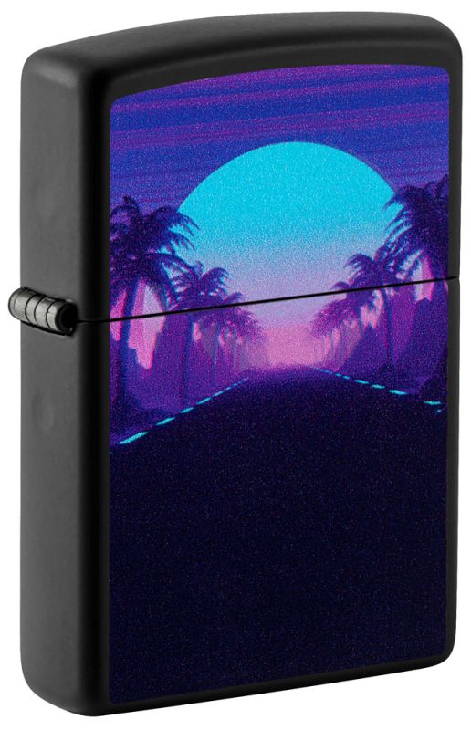 Зажигалка ZIPPO Sunset Black с покрытием Black Light, латунь/сталь, чёрная, матовая